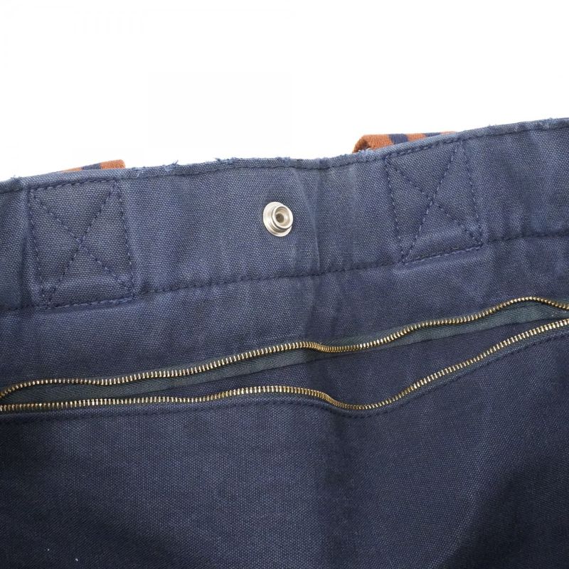 Hermes Tote Bag Fourre Tout Canvas Navy Silver Hardware Men Women Unisex