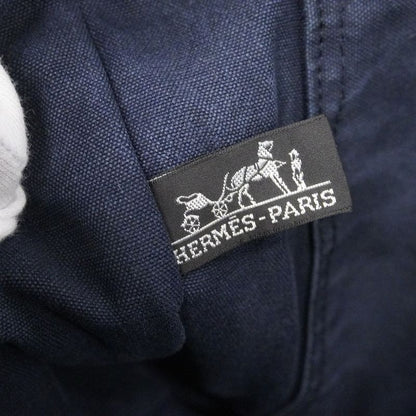 Hermes Tote Bag Fourre Tout Canvas Navy Silver Hardware Men Women Unisex