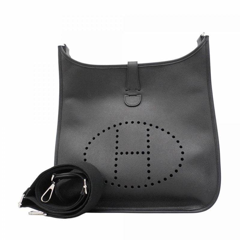 Hermes Shoulder Bag Evelyn GM 3 Epson Black Silver Hardware X Engraved Ladies