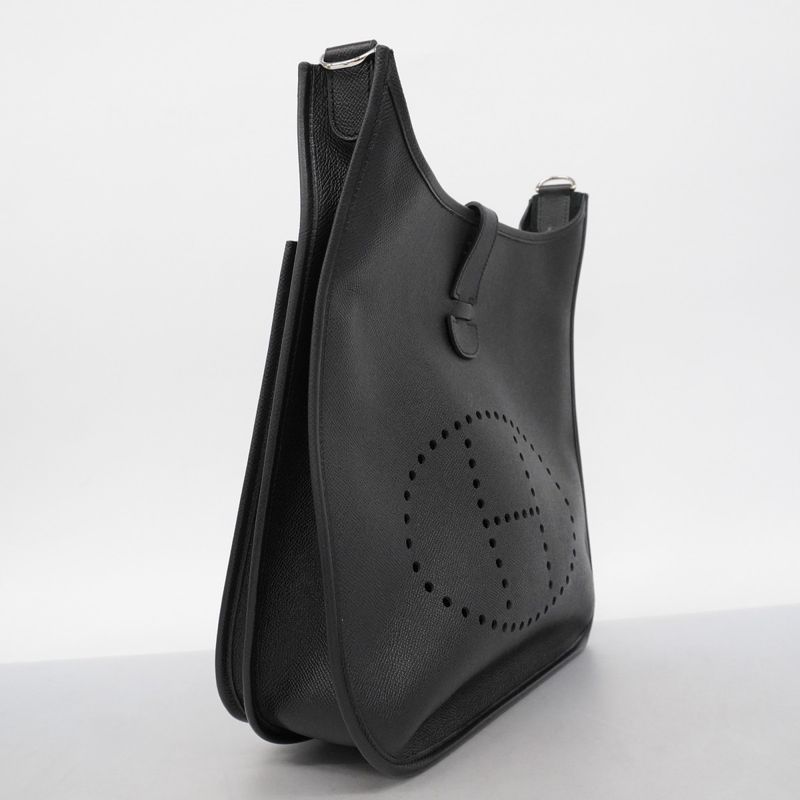 Hermes Shoulder Bag Evelyn GM 3 Epson Black Silver Hardware X Engraved Ladies