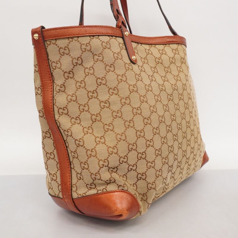 Gucci Tote Bag GG Canvas 247209 Canvas Brown Gold Hardware Women's