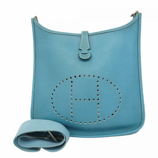 Hermes Shoulder Bag Evelyn PM 1 Taurillon Clemence Blue Jean Silver Hardware □I