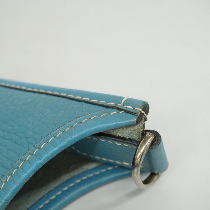 Hermes Shoulder Bag Evelyn PM 1 Taurillon Clemence Blue Jean Silver Hardware □I