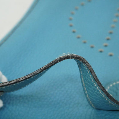 Hermes Shoulder Bag Evelyn PM 1 Taurillon Clemence Blue Jean Silver Hardware □I