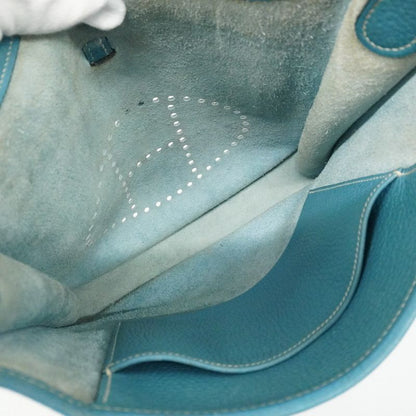 Hermes Shoulder Bag Evelyn PM 1 Taurillon Clemence Blue Jean Silver Hardware □I