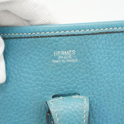 Hermes Shoulder Bag Evelyn PM 1 Taurillon Clemence Blue Jean Silver Hardware □I