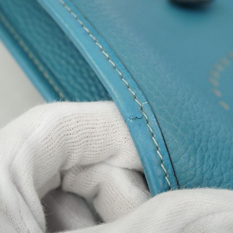 Hermes Shoulder Bag Evelyn PM 1 Taurillon Clemence Blue Jean Silver Hardware □I