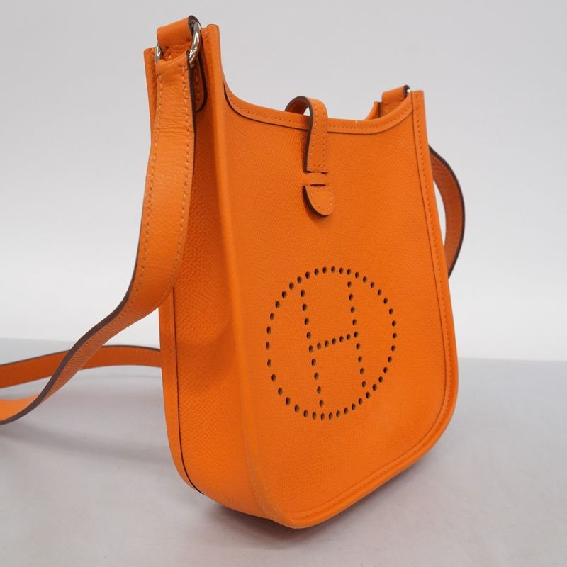 Hermes Pochette Evelyn TPM Epson Orange Silver Hardware □H Engraved Ladies