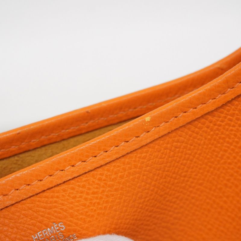 Hermes Pochette Evelyn TPM Epson Orange Silver Hardware □H Engraved Ladies