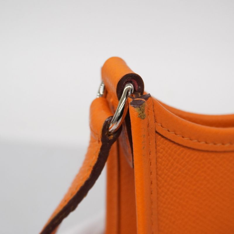 Hermes Pochette Evelyn TPM Epson Orange Silver Hardware □H Engraved Ladies