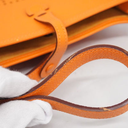 Hermes Pochette Evelyn TPM Epson Orange Silver Hardware □H Engraved Ladies