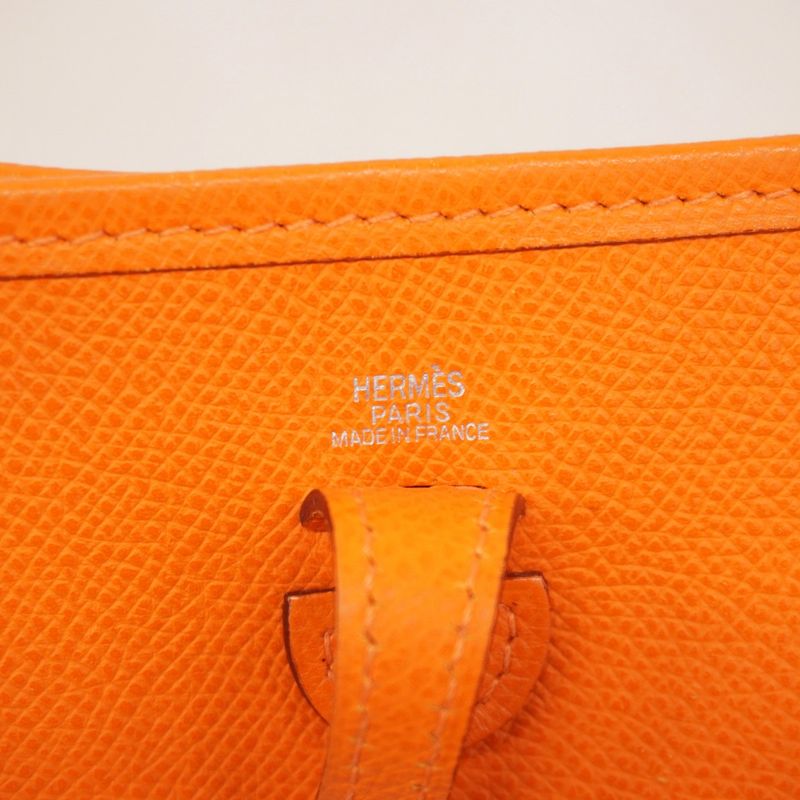 Hermes Pochette Evelyn TPM Epson Orange Silver Hardware □H Engraved Ladies