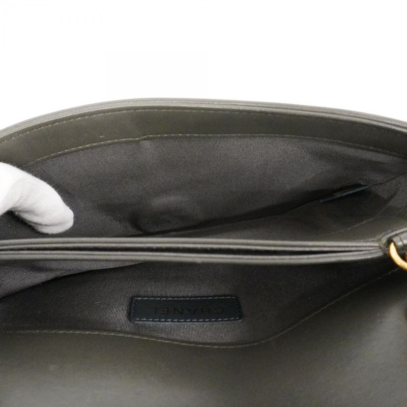 Chanel Shoulder Bag Leather Black Gold Silver Hardware Women