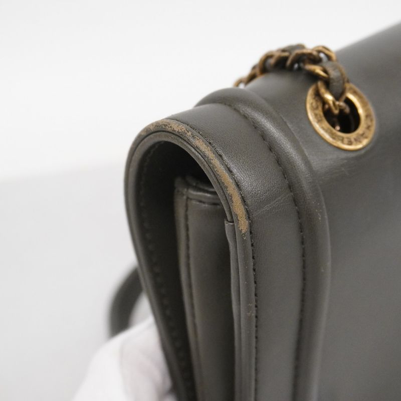 Chanel Shoulder Bag Leather Black Gold Silver Hardware Women