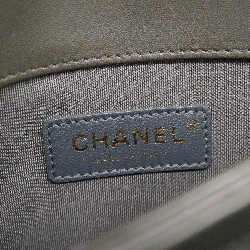 Chanel Shoulder Bag Leather Black Gold Silver Hardware Women