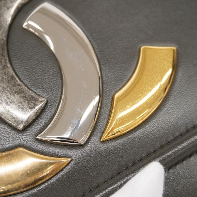 Chanel Shoulder Bag Leather Black Gold Silver Hardware Women