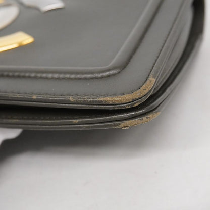 Chanel Shoulder Bag Leather Black Gold Silver Hardware Women