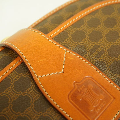 Celine Shoulder Bag Macadam PVC Brown Gold Hardware Women