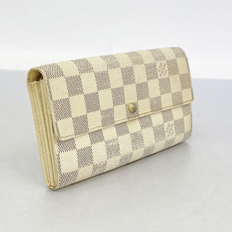 Louis Vuitton Damier Azure Portefeuille Sarah N61735 White Women's