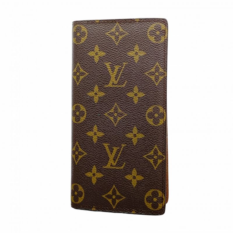 Louis Vuitton Long Wallet Monogram Portefeuille Brazza M66540 Brown Men's
