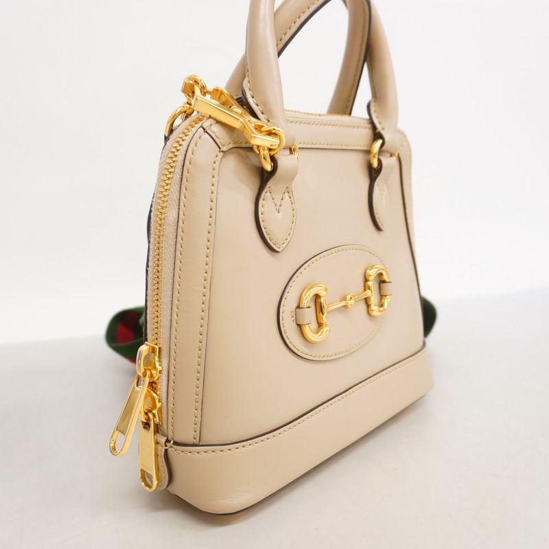 Gucci Handbag Sherry Line Horsebit 677212 Leather Beige Gold Hardware 2way Bag