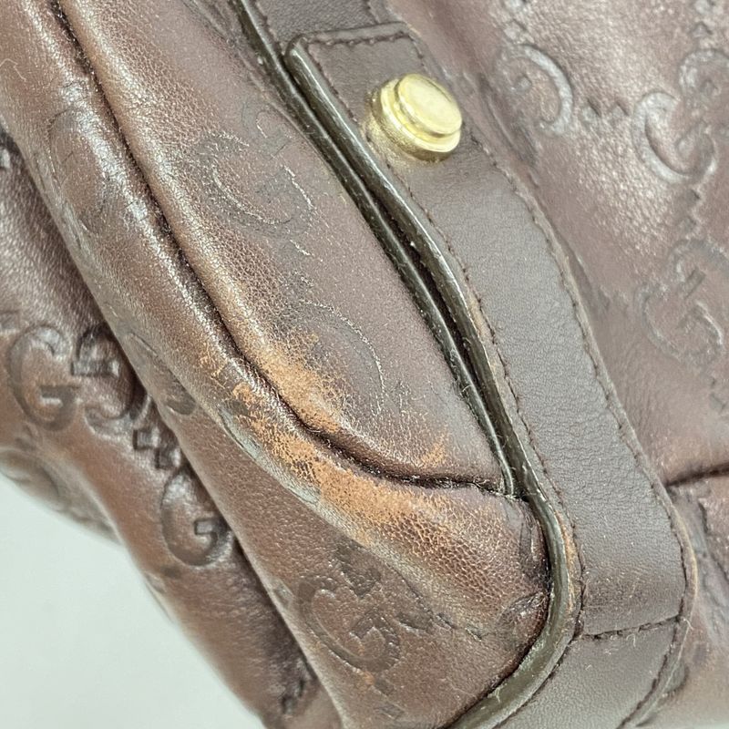 Gucci Tote Guccissima 130736 Leather Dark Brown Chien Pan Gold Hardware Women's