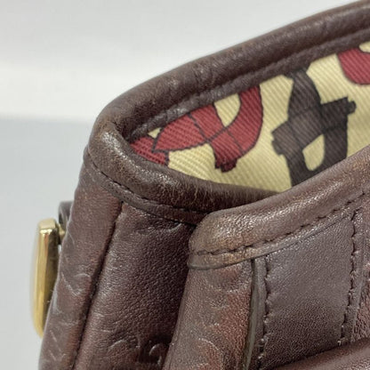 Gucci Tote Guccissima 130736 Leather Dark Brown Chien Pan Gold Hardware Women's