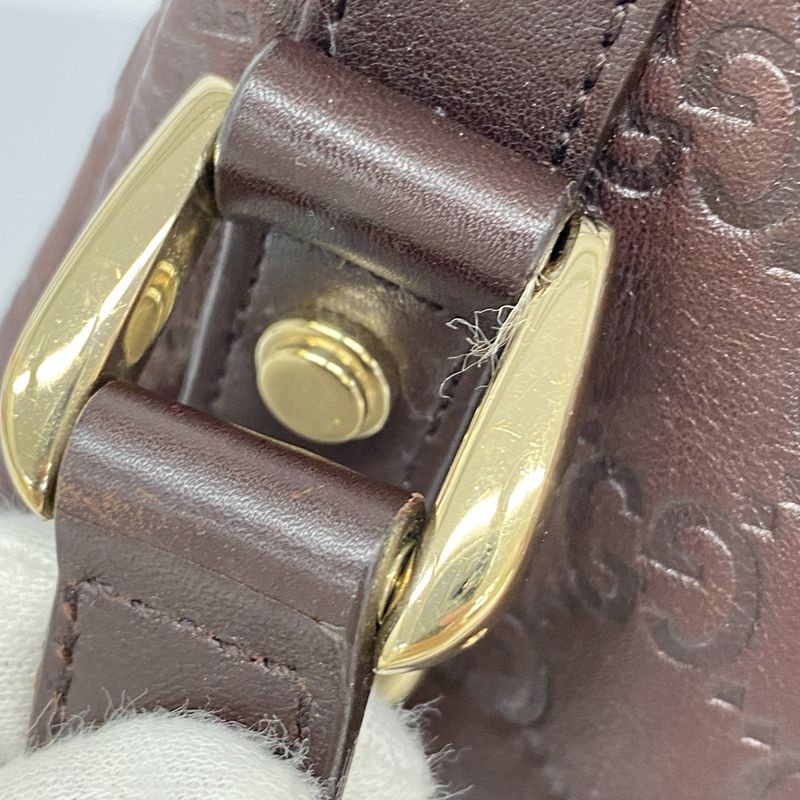 Gucci Tote Guccissima 130736 Leather Dark Brown Chien Pan Gold Hardware Women's