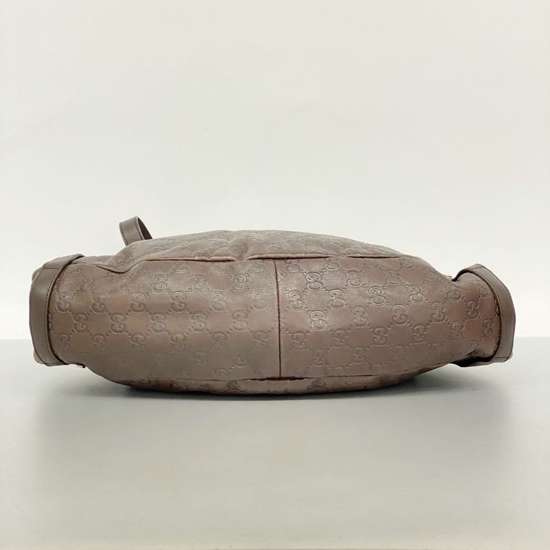 Gucci Tote Guccissima 130736 Leather Dark Brown Chien Pan Gold Hardware Women's