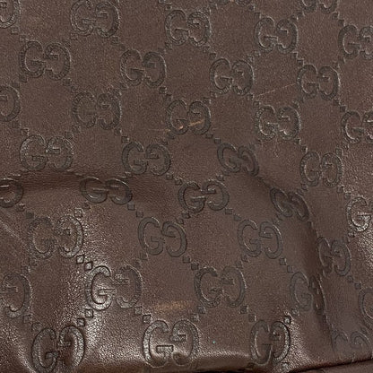 Gucci Tote Guccissima 130736 Leather Dark Brown Chien Pan Gold Hardware Women's