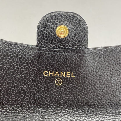 Chanel Long Wallet Matelasse Caviar Skin Black Gold Hardware Women