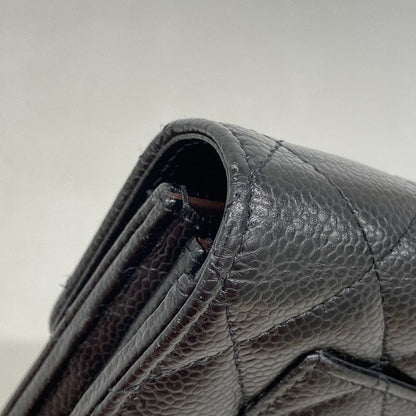 Chanel Long Wallet Matelasse Caviar Skin Black Gold Hardware Women