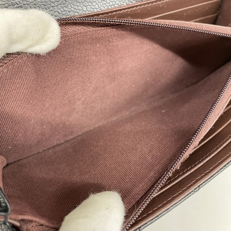 Chanel Long Wallet Matelasse Caviar Skin Black Gold Hardware Women