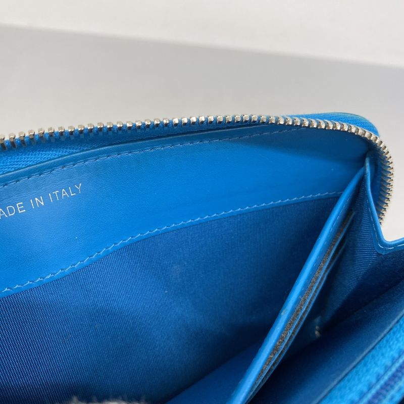 Chanel Long Wallet Patent Leather Turquoise Blue Silver Hardware Women