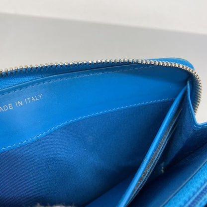 Chanel Long Wallet Patent Leather Turquoise Blue Silver Hardware Women