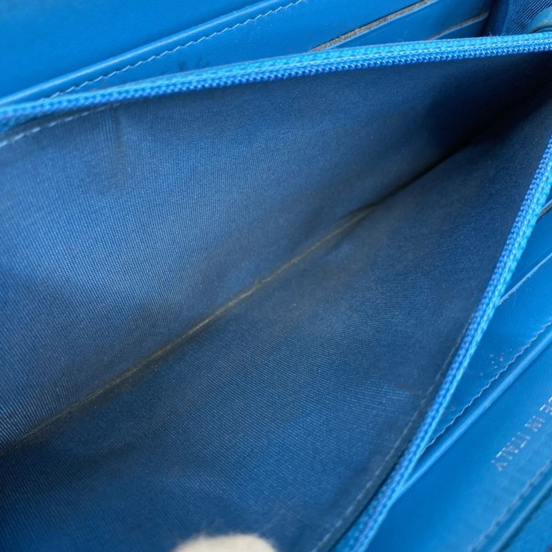 Chanel Long Wallet Patent Leather Turquoise Blue Silver Hardware Women