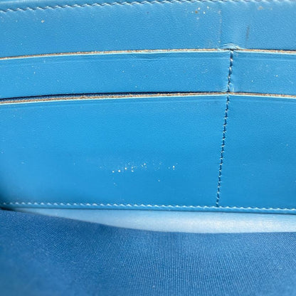 Chanel Long Wallet Patent Leather Turquoise Blue Silver Hardware Women