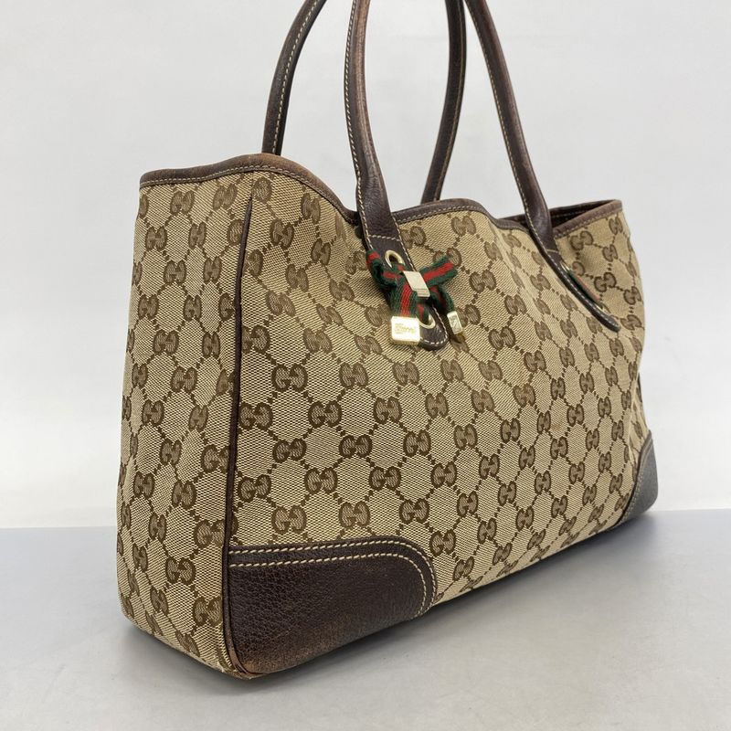 Gucci Tote Bag GG Canvas Princy 163805 Canvas Brown Chien Pan Gold Hardware