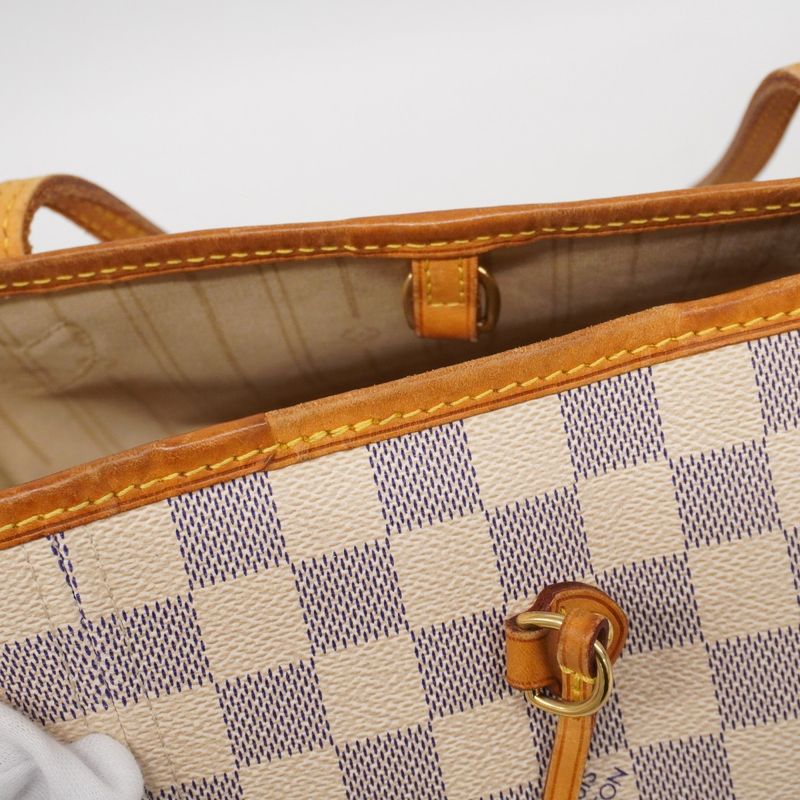 Louis Vuitton Tote Bag Damier Azure Neverfull MM N51107 White Ladies