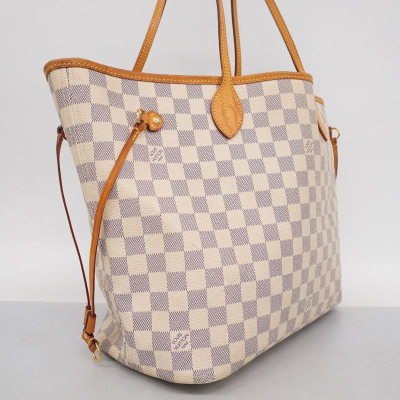 Louis Vuitton Tote Bag Damier Azure Neverfull MM N51107 White Ladies