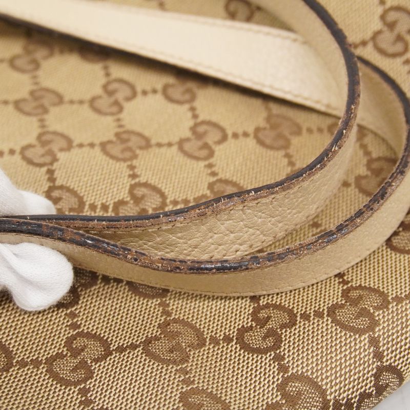 Gucci Tote Bag GG Canvas Abby 141472 Canvas Brown Beige Chien Pan Gold Hardware