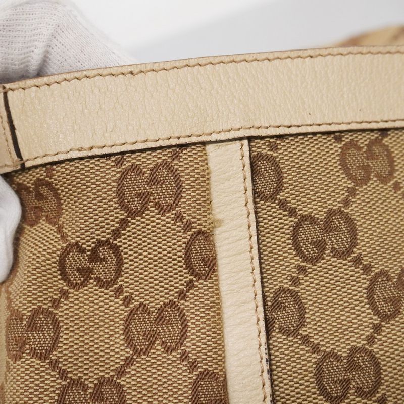 Gucci Tote Bag GG Canvas Abby 141472 Canvas Brown Beige Chien Pan Gold Hardware