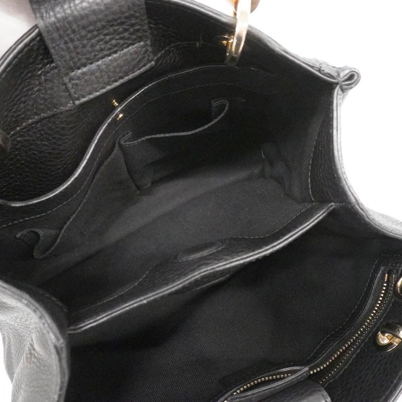 Gucci Handbag Bamboo 336032 Leather Black Chien Pan Gold Hardware 2way Bag
