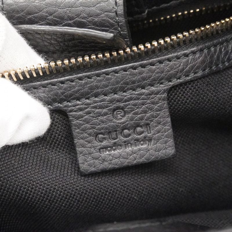 Gucci Handbag Bamboo 336032 Leather Black Chien Pan Gold Hardware 2way Bag