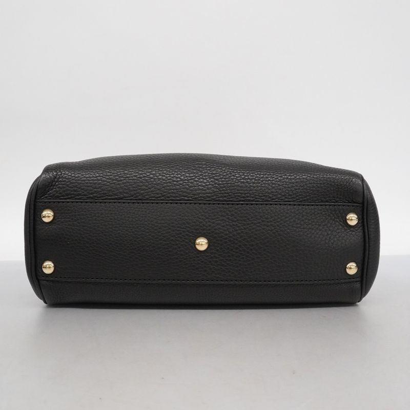 Gucci Handbag Bamboo 336032 Leather Black Chien Pan Gold Hardware 2way Bag