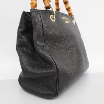 Gucci Handbag Bamboo 336032 Leather Black Chien Pan Gold Hardware 2way Bag