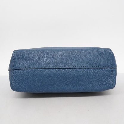 Fendi Tote Bag Selleria Leather Blue Silver Hardware Women