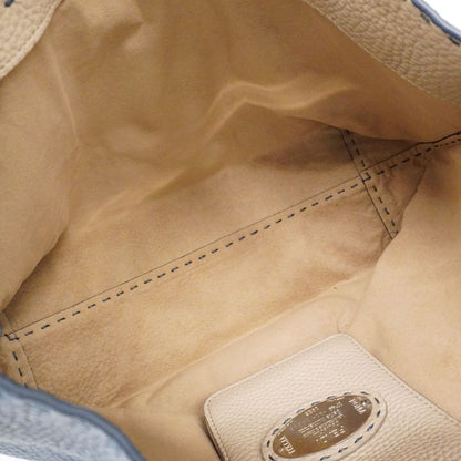 Fendi Tote Bag Selleria Leather Blue Silver Hardware Women