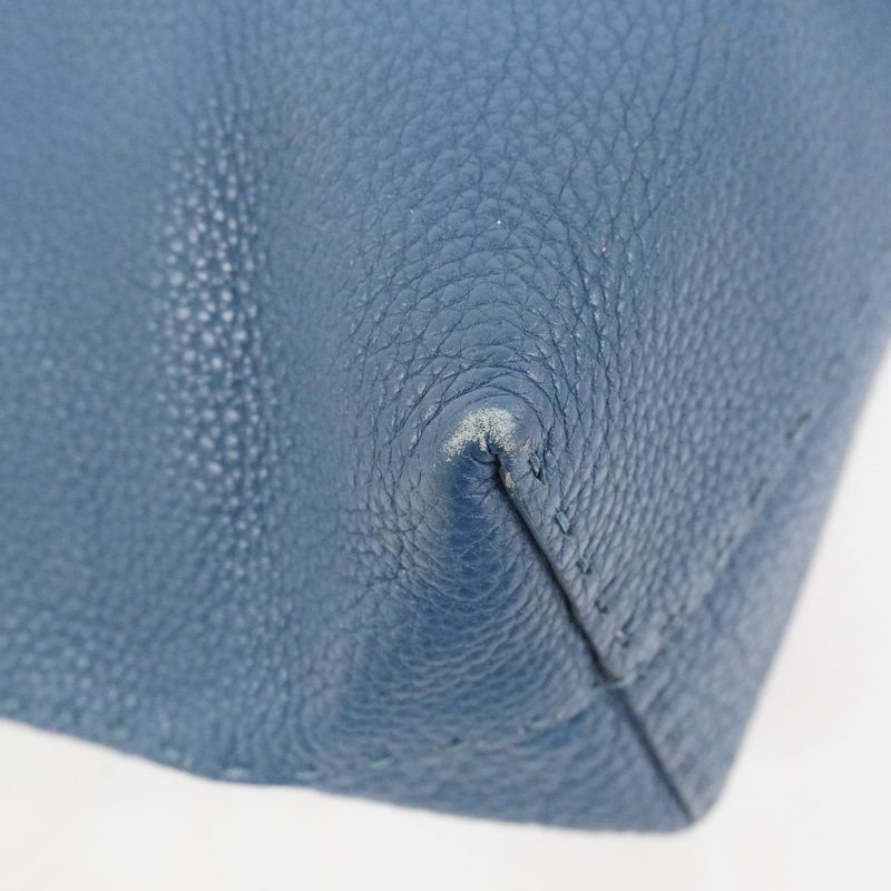 Fendi Tote Bag Selleria Leather Blue Silver Hardware Women