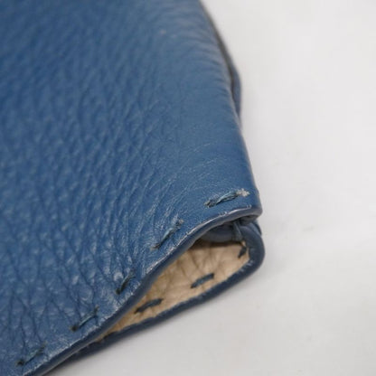 Fendi Tote Bag Selleria Leather Blue Silver Hardware Women